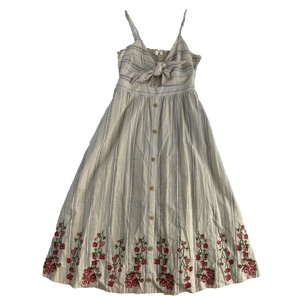 Andree by Unit Midi Dress Sz S Cut Out Embroidered Boho Summer Beachy Cotton - Picture 2 of 14